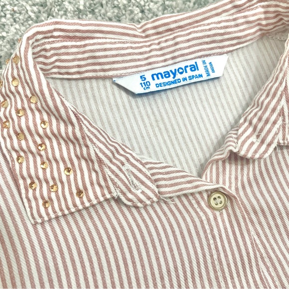 Mayoral Girls Striped Button Up Blouse - Picture 8 of 10
